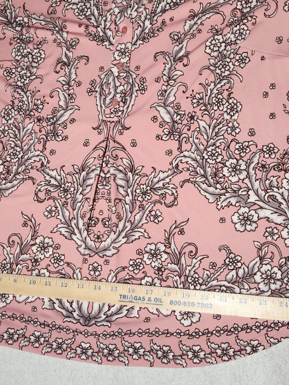 Belle by Kim Gravel Top Pink Floral Half Button Down Top, 1X - Picture 11 of 15